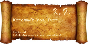Korcsmáros Ivor névjegykártya